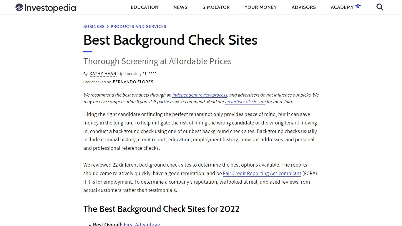 The Best Background Check Sites for 2022 - Investopedia